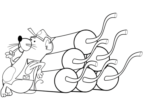 Cartoon Mouse And Dynamite Coloring Page